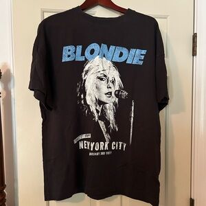 H&M Black Oversized Graphic Tee with Blue and White Blondie Print